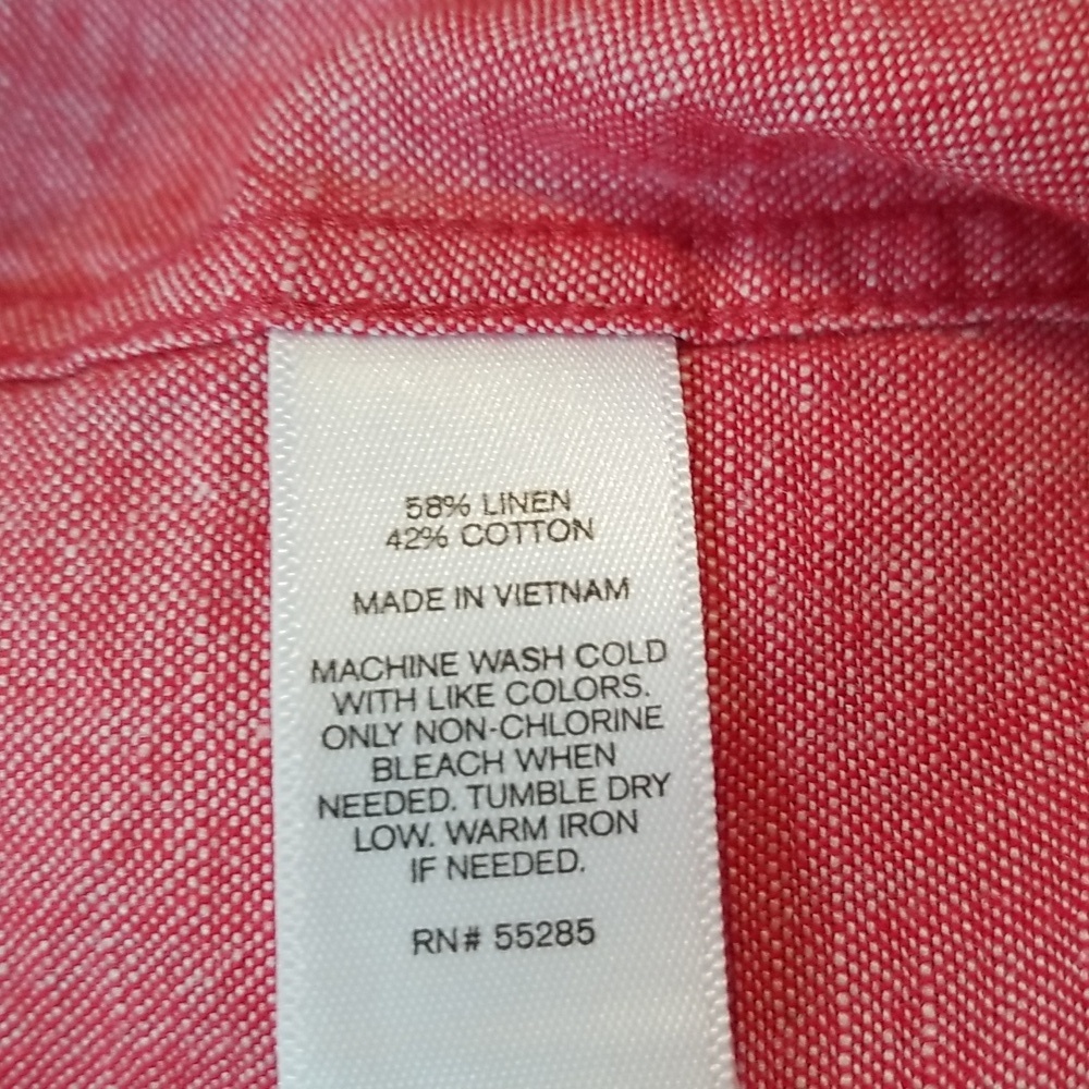 Express Mens Salmon Color Chambray Long Sleeve Button Down  EUC - Picture 3 of 3
